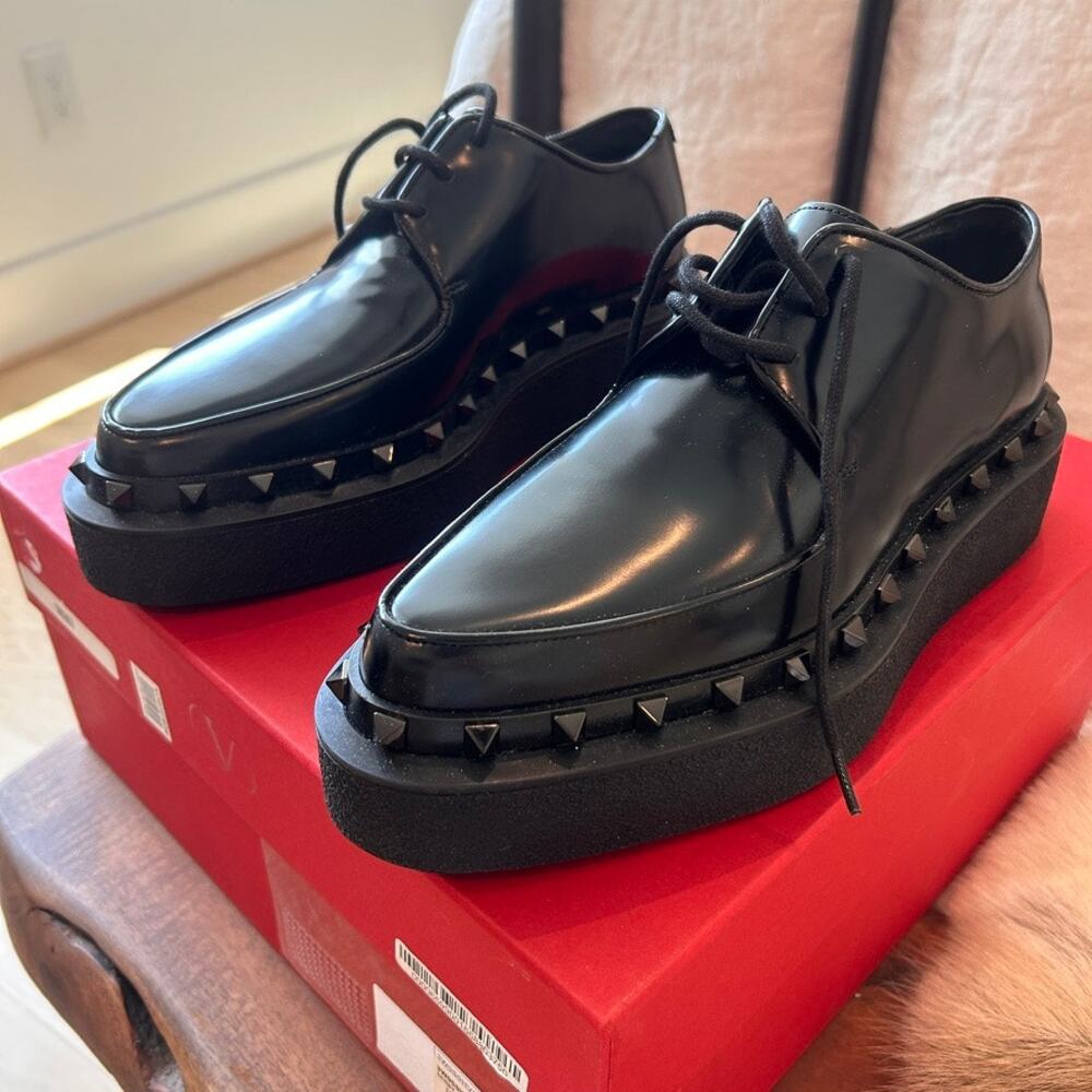 NIB Valentino Garavani Rockstud M-Way Studded Leather Derby size 36 IT/6US